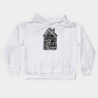 Lonely house. Black and white digital graphics. Minimalism Kids Hoodie